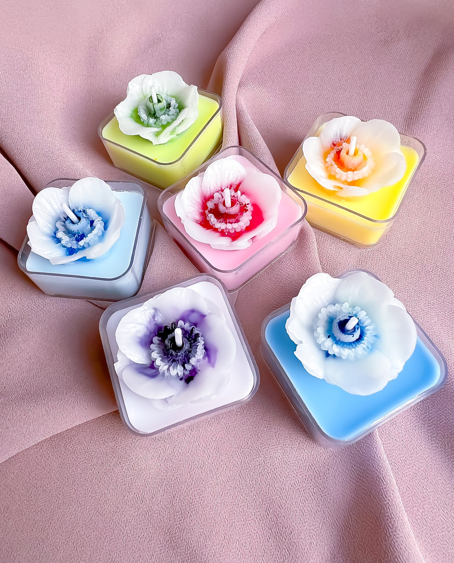 Flower Tealight Candle Set (Set of 6) - Floral