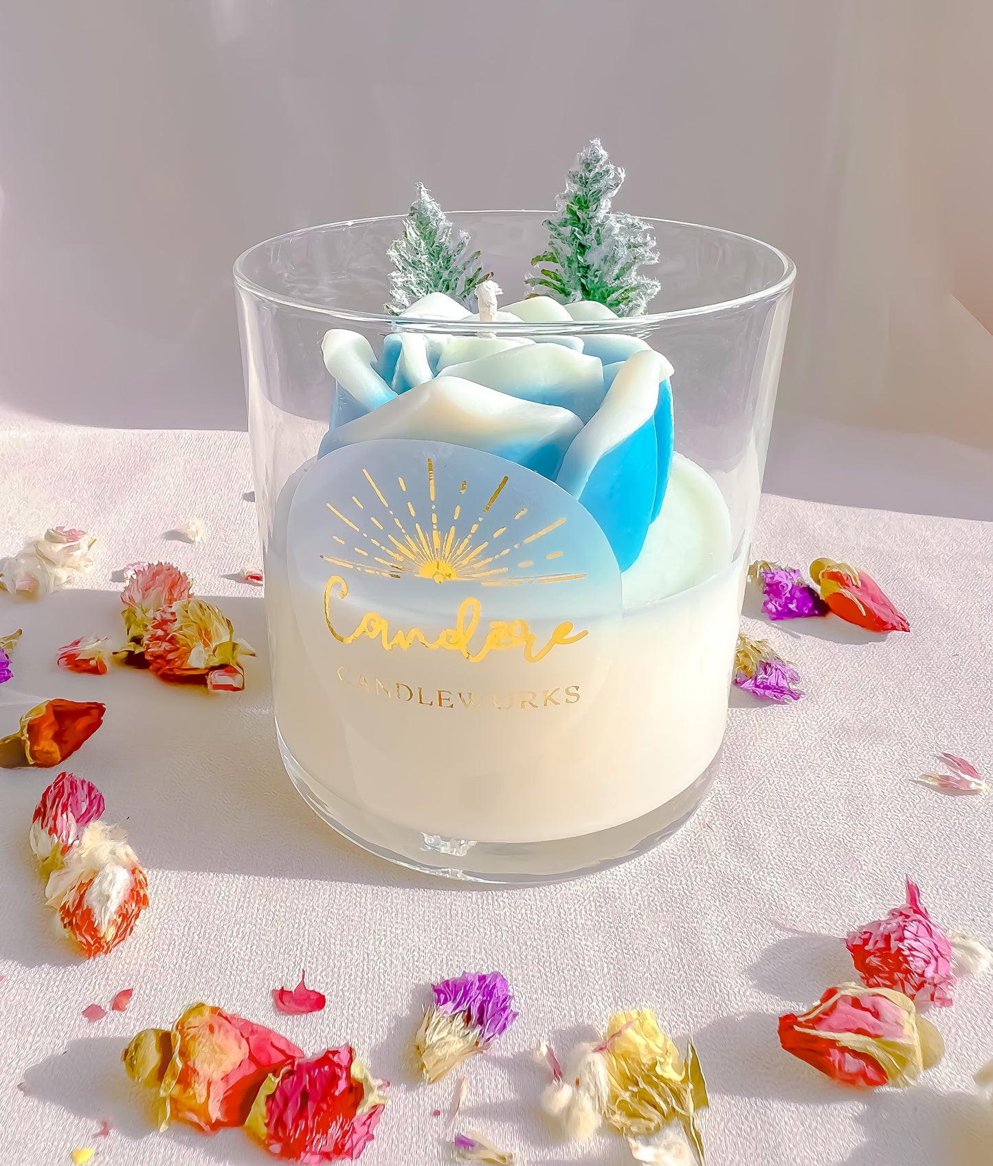 Rose Container Candle - Blue