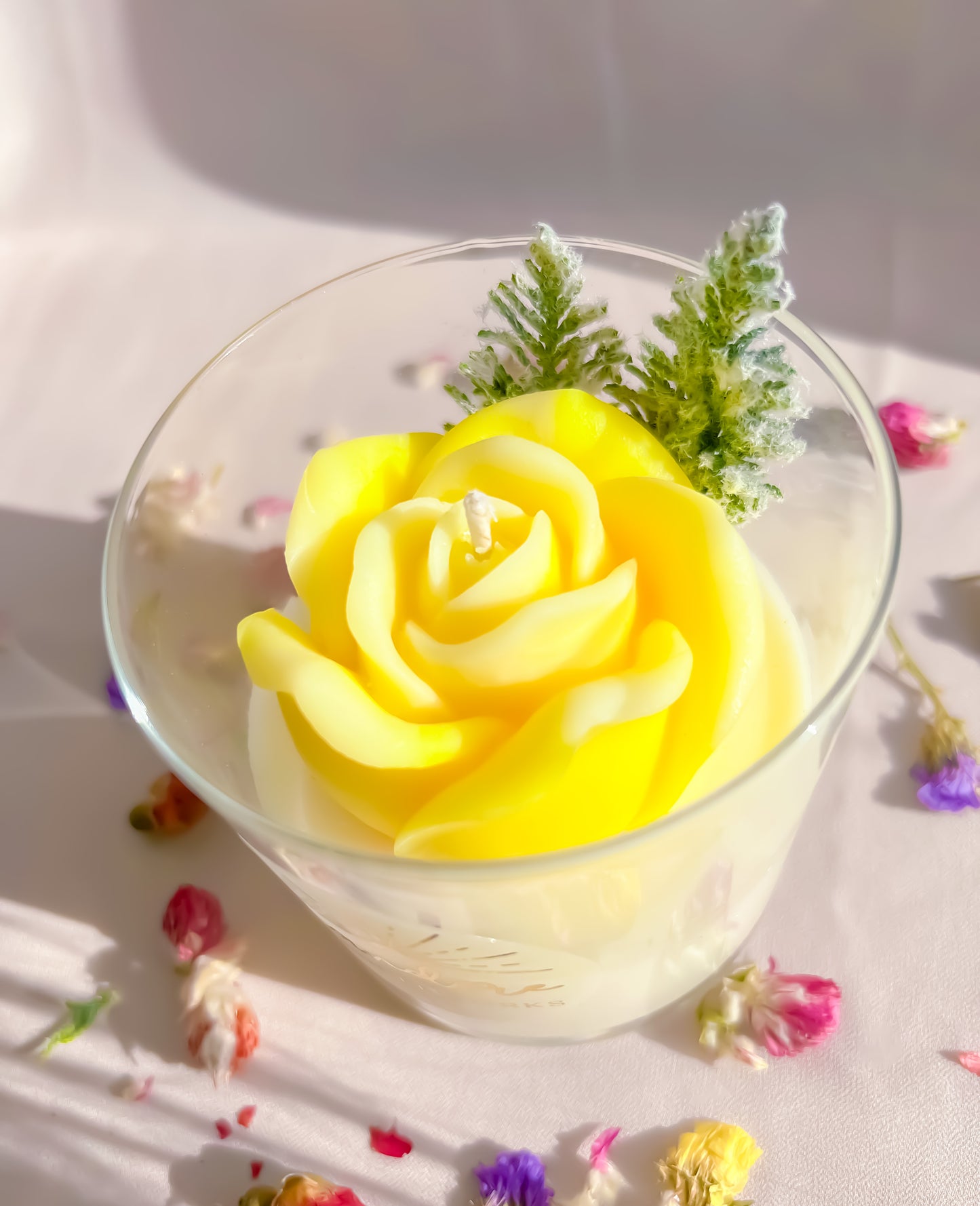 Rose Container Candle - Yellow