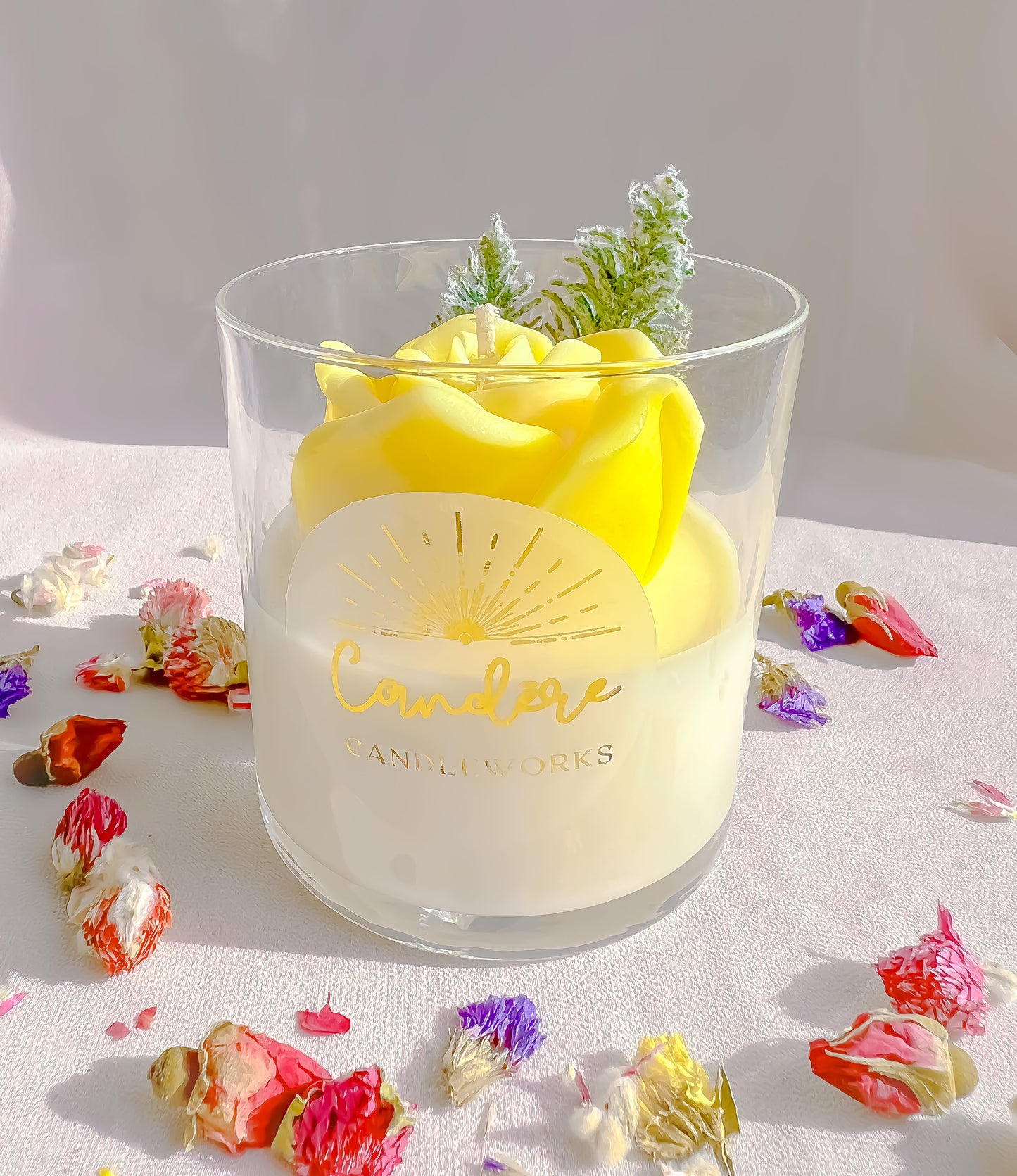 Rose Container Candle - Yellow