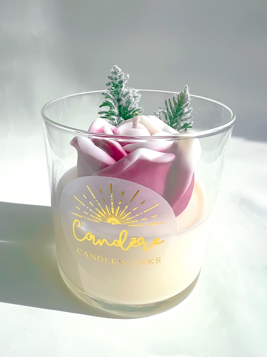 Rose Container Candle - Burgundy