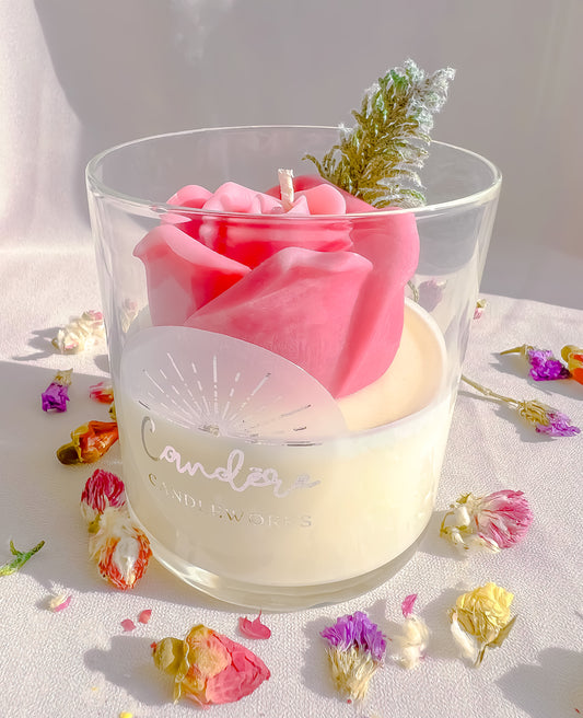 Rose Container Candle - Pink