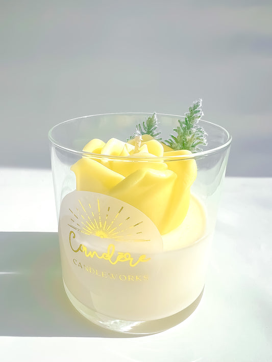 Rose Container Candle - Yellow