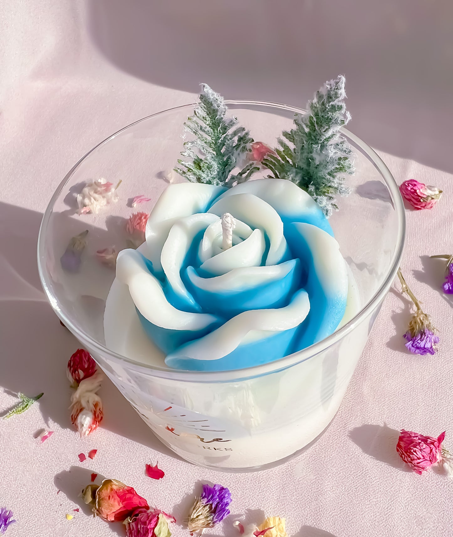 Rose Container Candle - Blue
