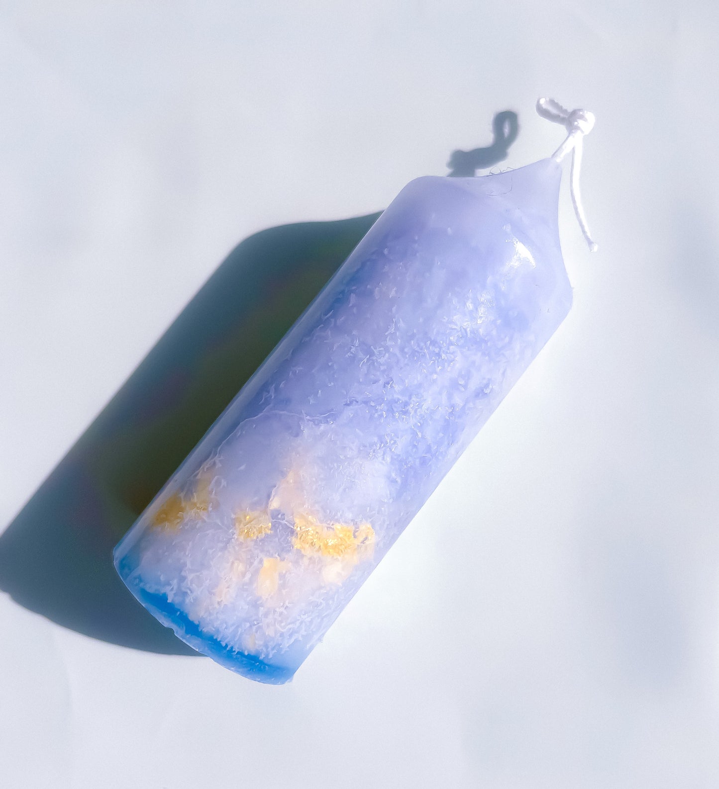 Ebru Pillar Candle - Blue/Aqua