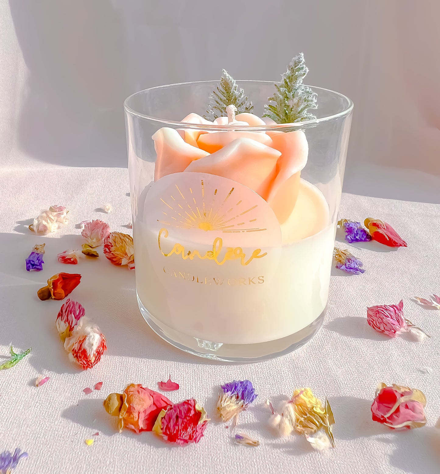 Rose Container Candle - Champagne
